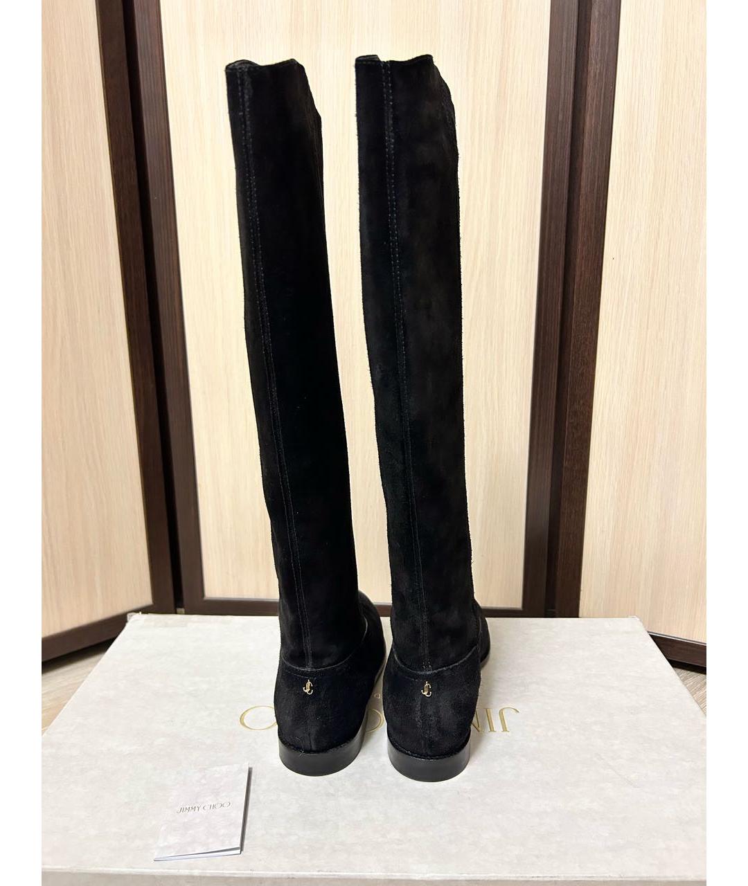 JIMMY CHOO Черные замшевые ботфорты, фото 3