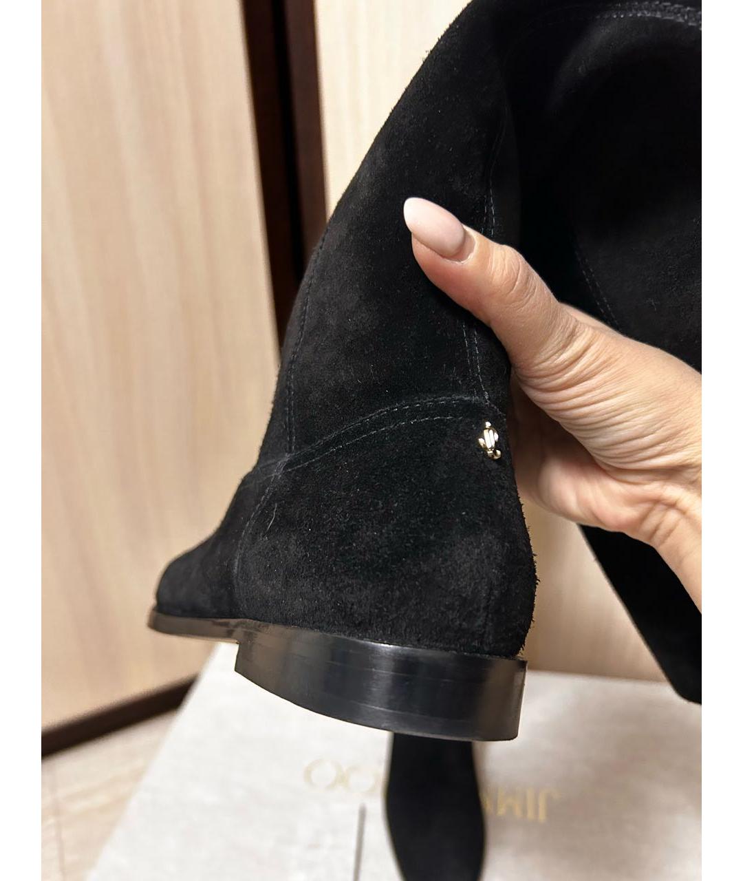 JIMMY CHOO Черные замшевые ботфорты, фото 8