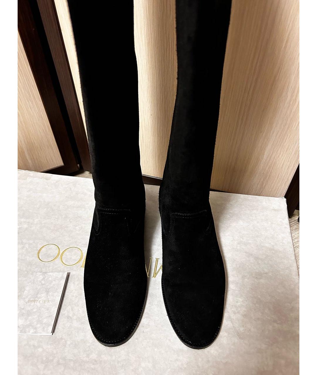 JIMMY CHOO Черные замшевые ботфорты, фото 2