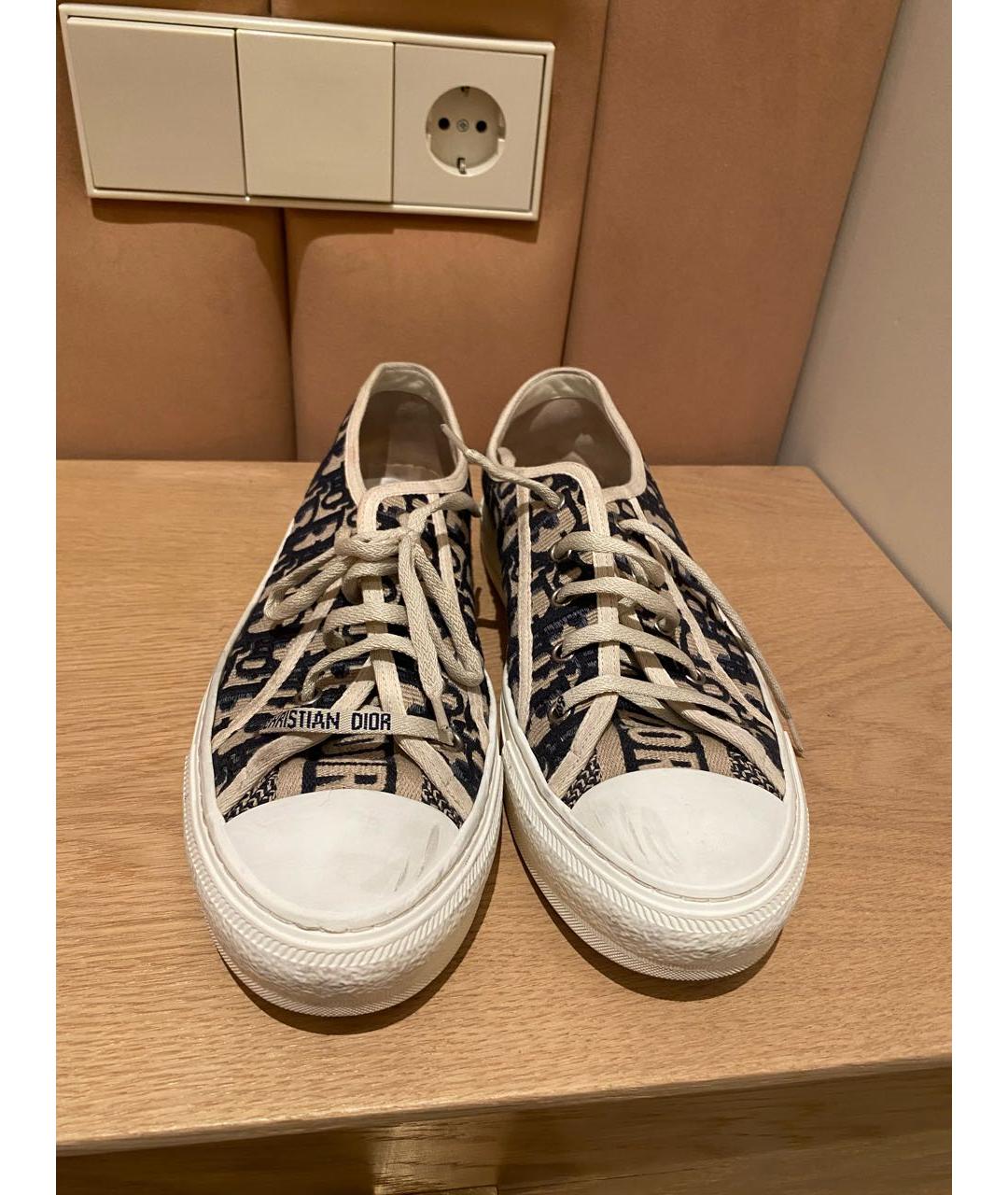 CHRISTIAN DIOR Бежевые текстильные кеды, фото 3