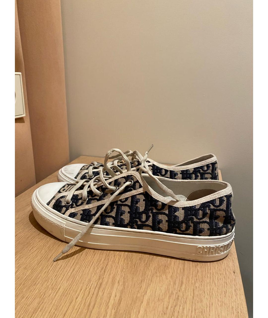 CHRISTIAN DIOR Бежевые текстильные кеды, фото 2