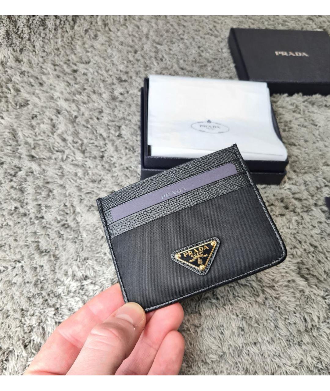 PRADA Черная кожаная визитница, фото 5