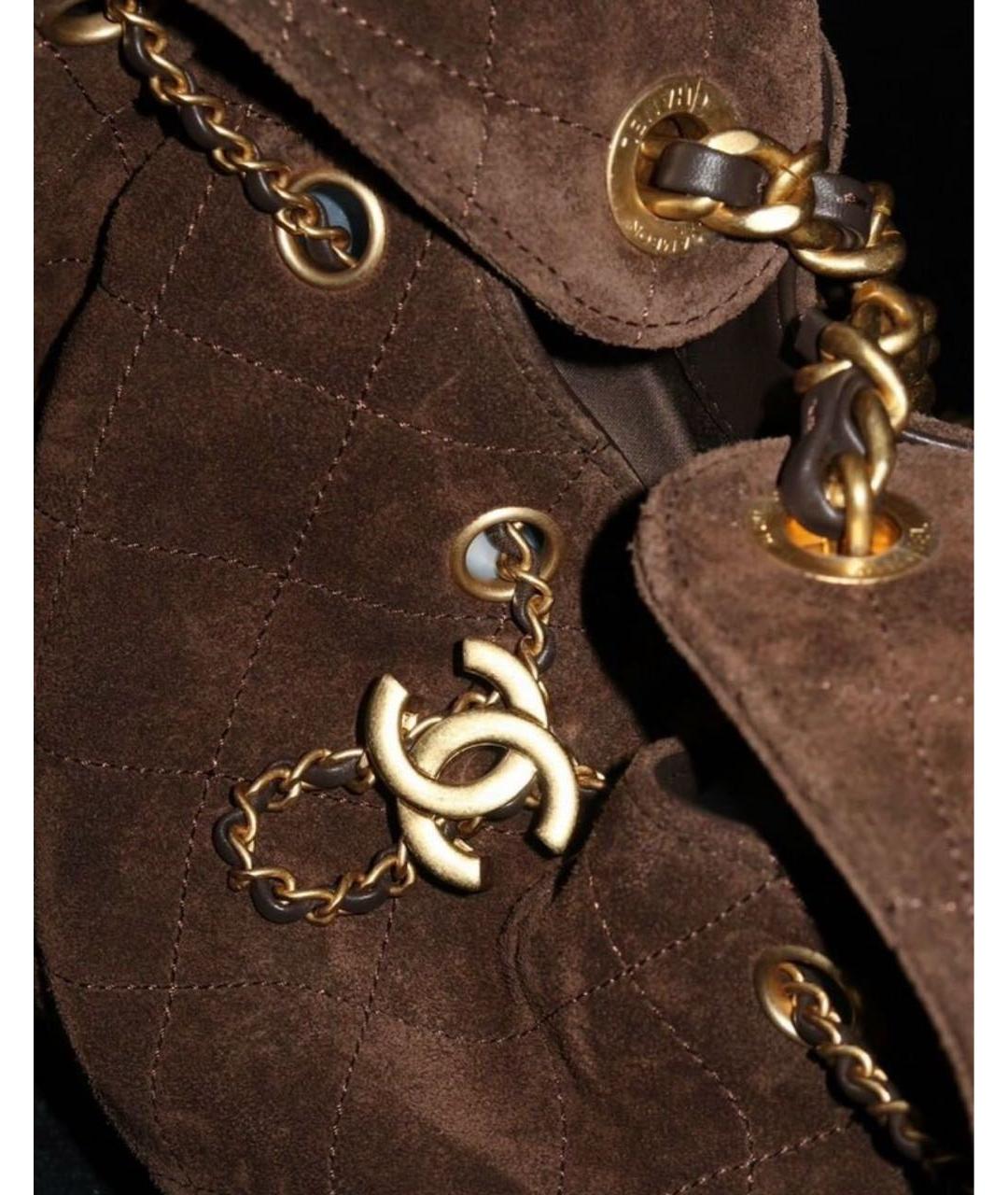 CHANEL Коричневая замшевая сумка через плечо, фото 4