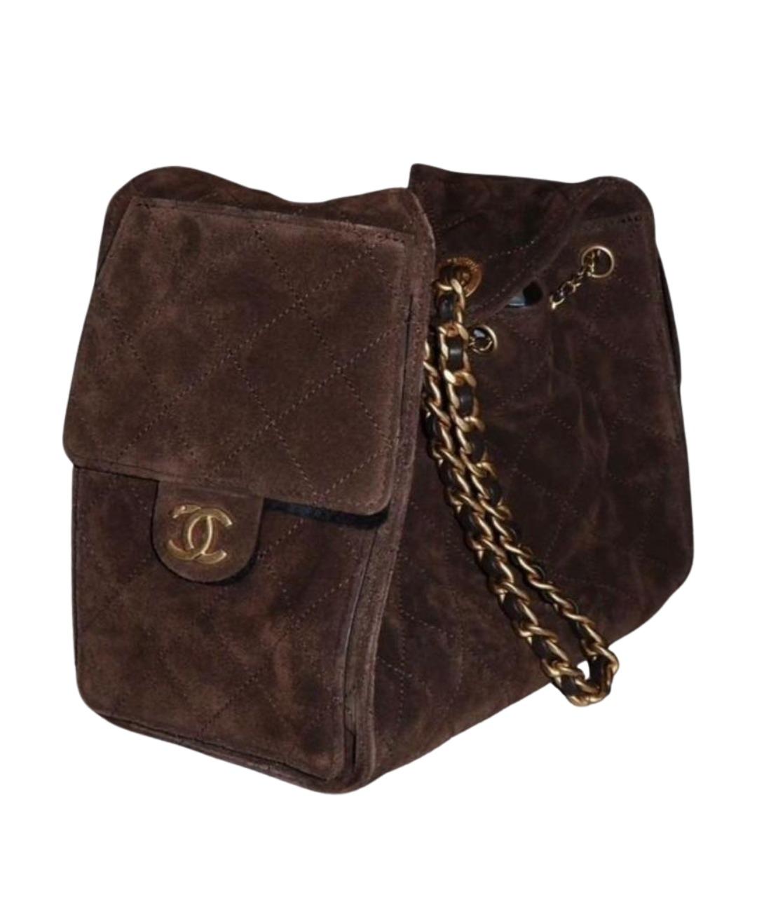 CHANEL Коричневая замшевая сумка через плечо, фото 5