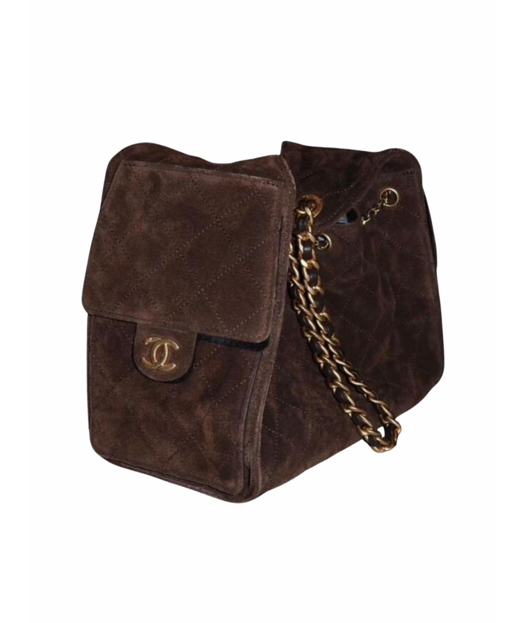 CHANEL Коричневая замшевая сумка через плечо, фото 1