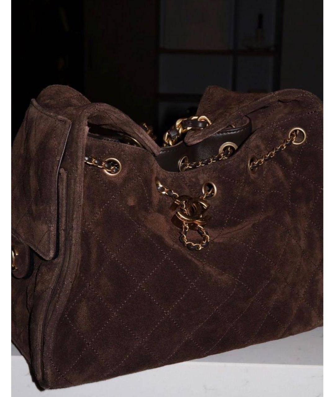 CHANEL Коричневая замшевая сумка через плечо, фото 3