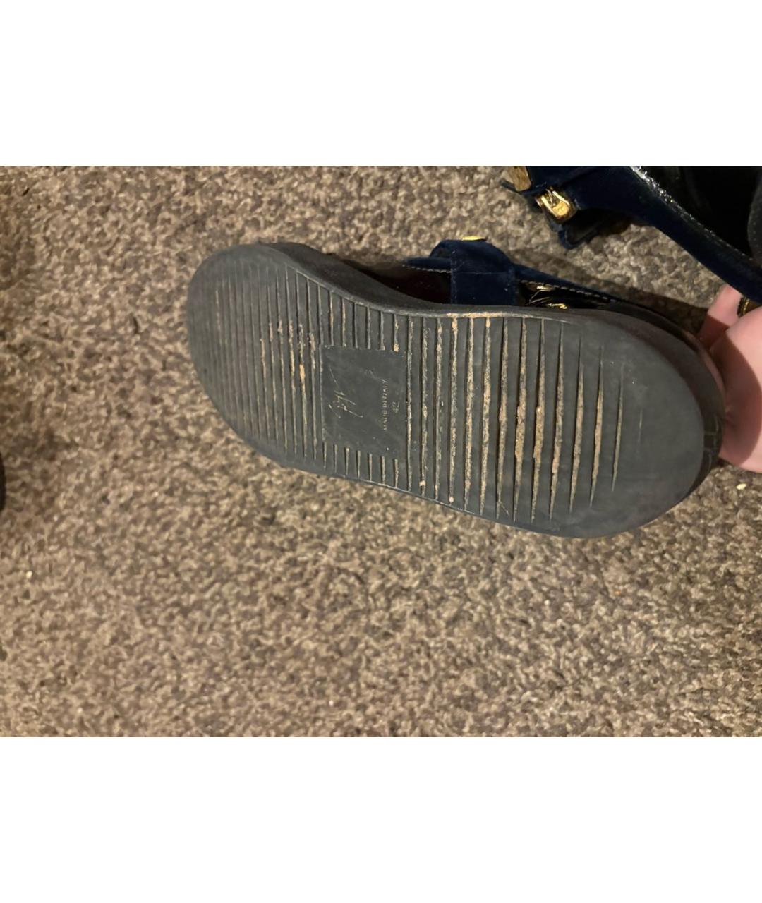 GIUSEPPE ZANOTTI DESIGN Темно-синие бархатные низкие кроссовки / кеды, фото 8