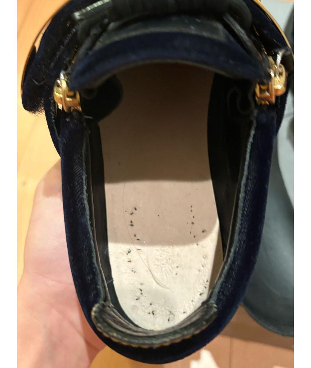 GIUSEPPE ZANOTTI DESIGN Темно-синие бархатные низкие кроссовки / кеды, фото 5