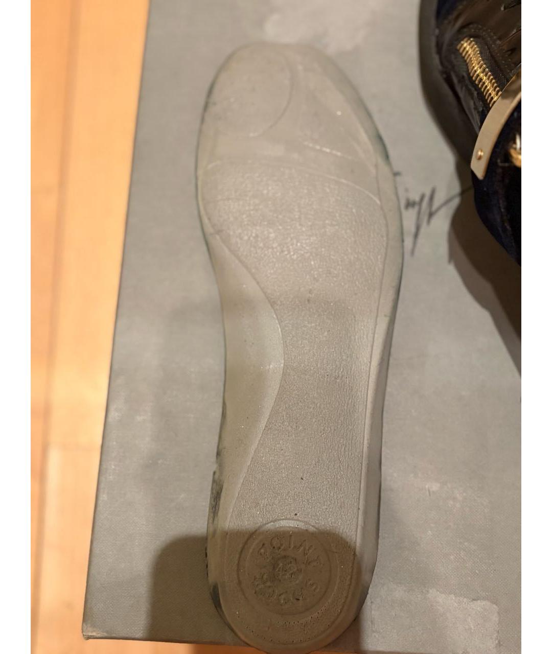 GIUSEPPE ZANOTTI DESIGN Темно-синие бархатные низкие кроссовки / кеды, фото 6