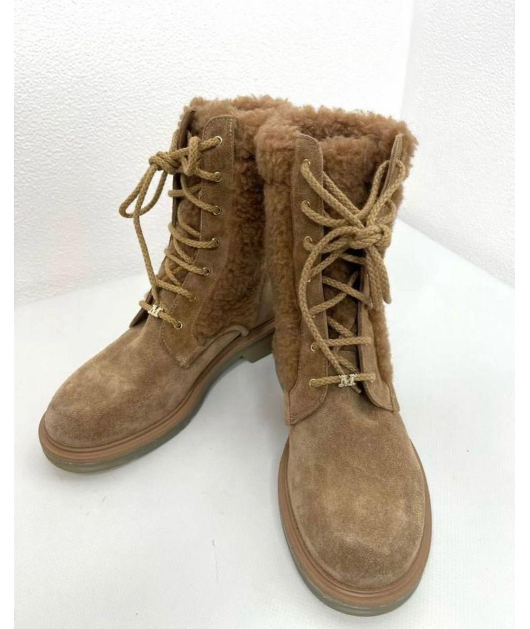 MAX MARA Бежевые замшевые ботинки, фото 4