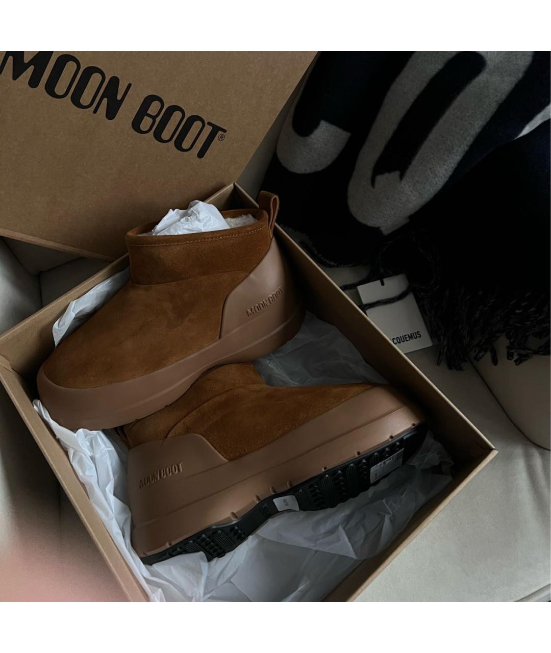 MOON BOOT Коричневые замшевые ботинки, фото 3