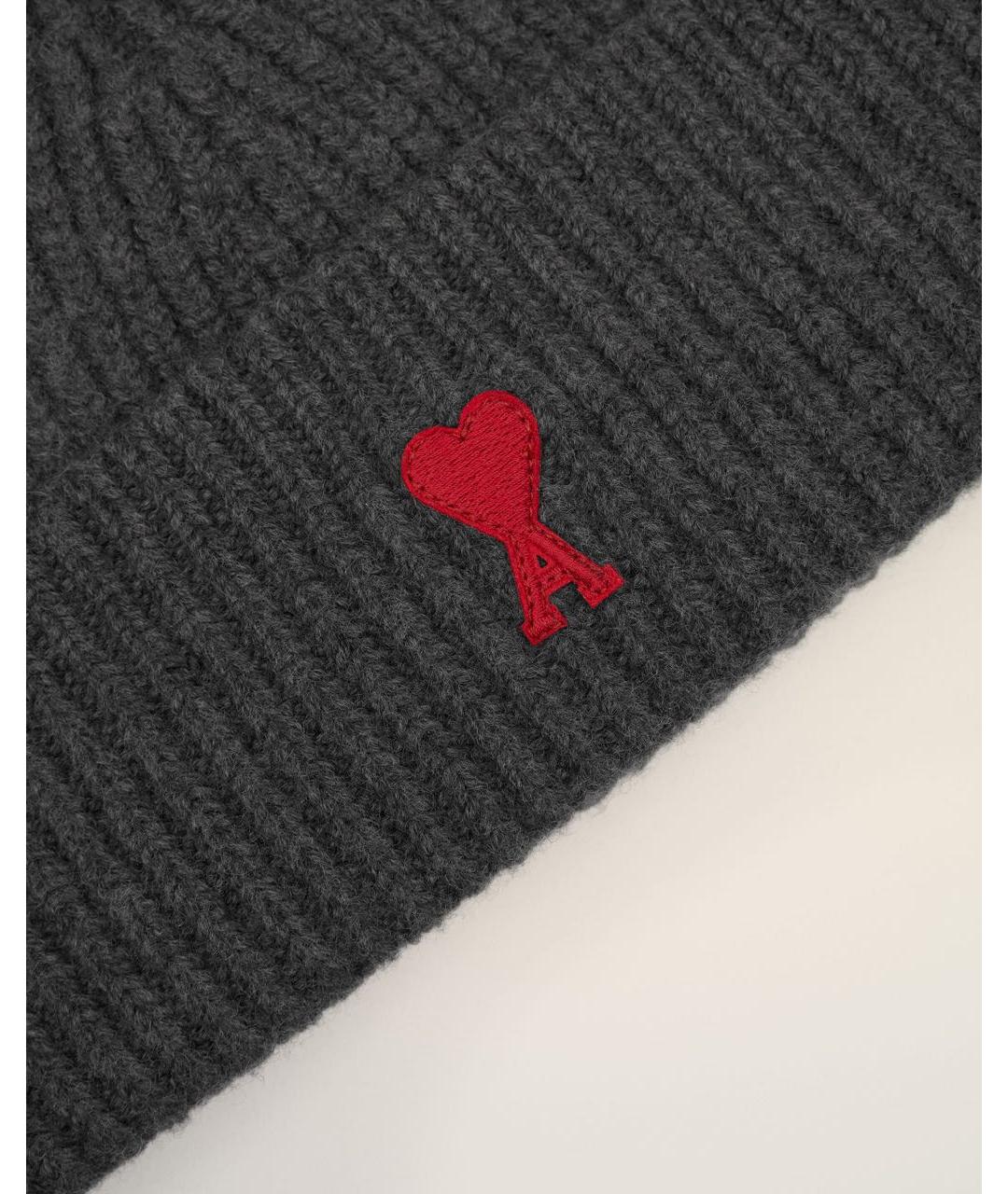Ami Paris Серая шерстяная шапка, фото 5