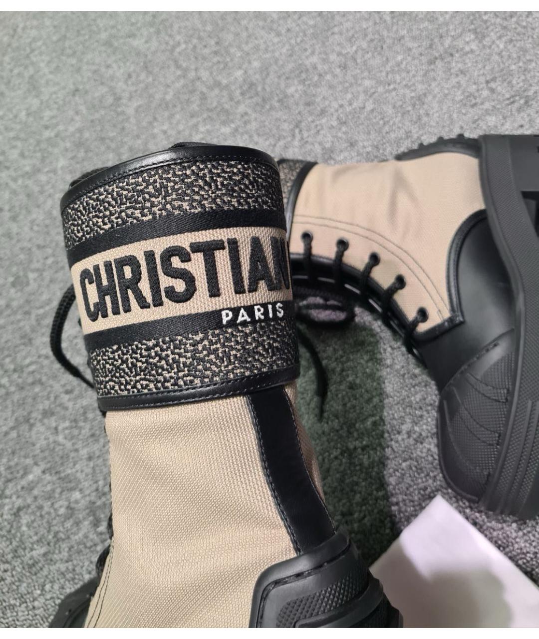 CHRISTIAN DIOR Бежевые кожаные сапоги, фото 8