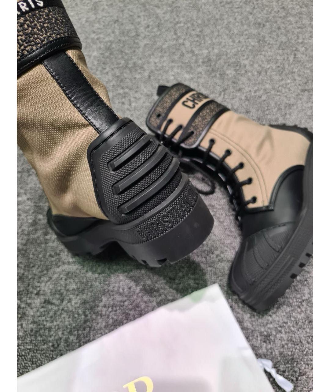 CHRISTIAN DIOR Бежевые кожаные сапоги, фото 4