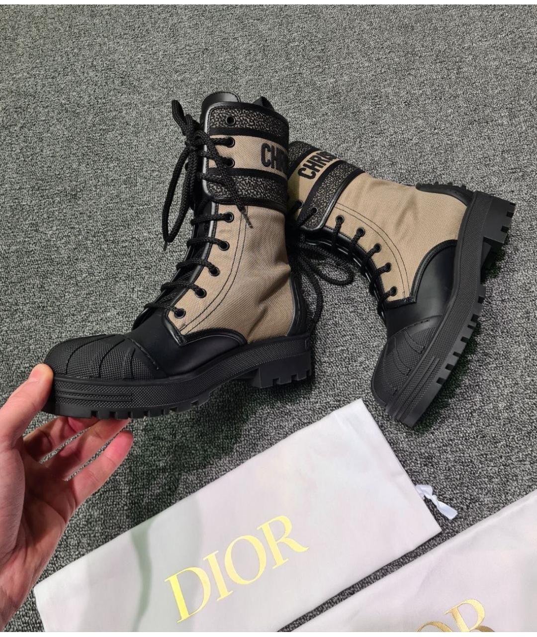 CHRISTIAN DIOR Бежевые кожаные сапоги, фото 3