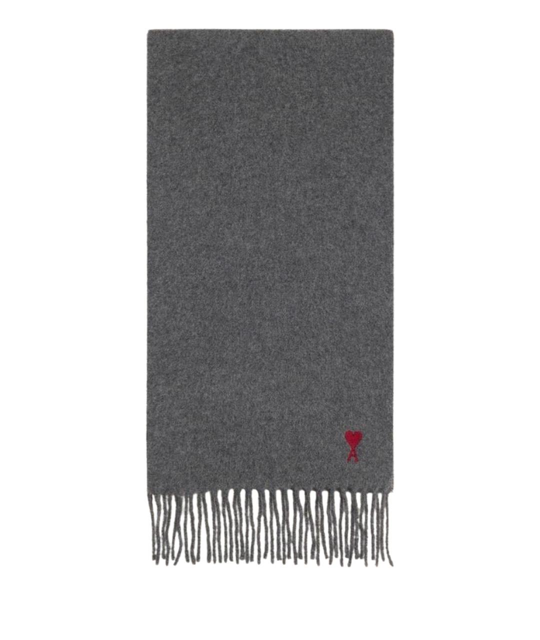 Ami Paris Серый шерстяной шарф, фото 1