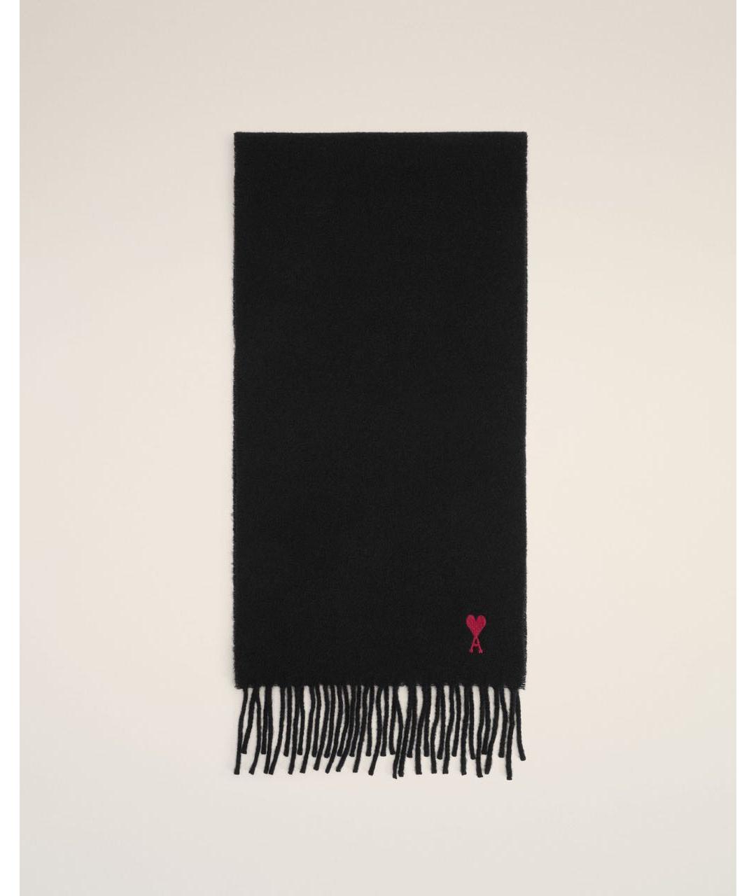 Ami Paris Черный шерстяной шарф, фото 7