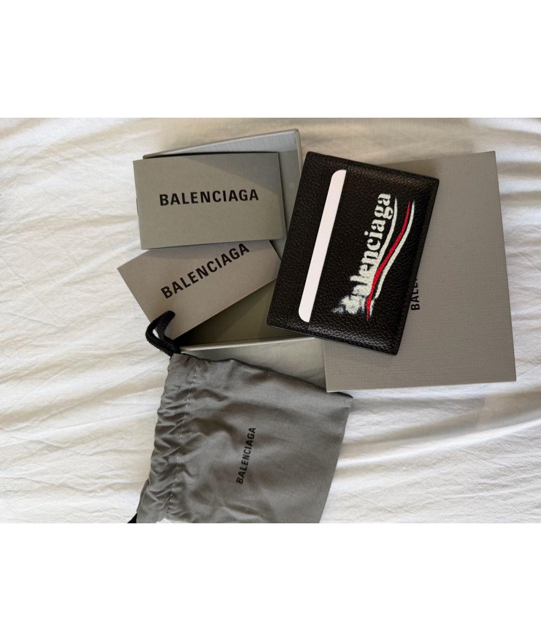 BALENCIAGA Черный кожаный кардхолдер, фото 3