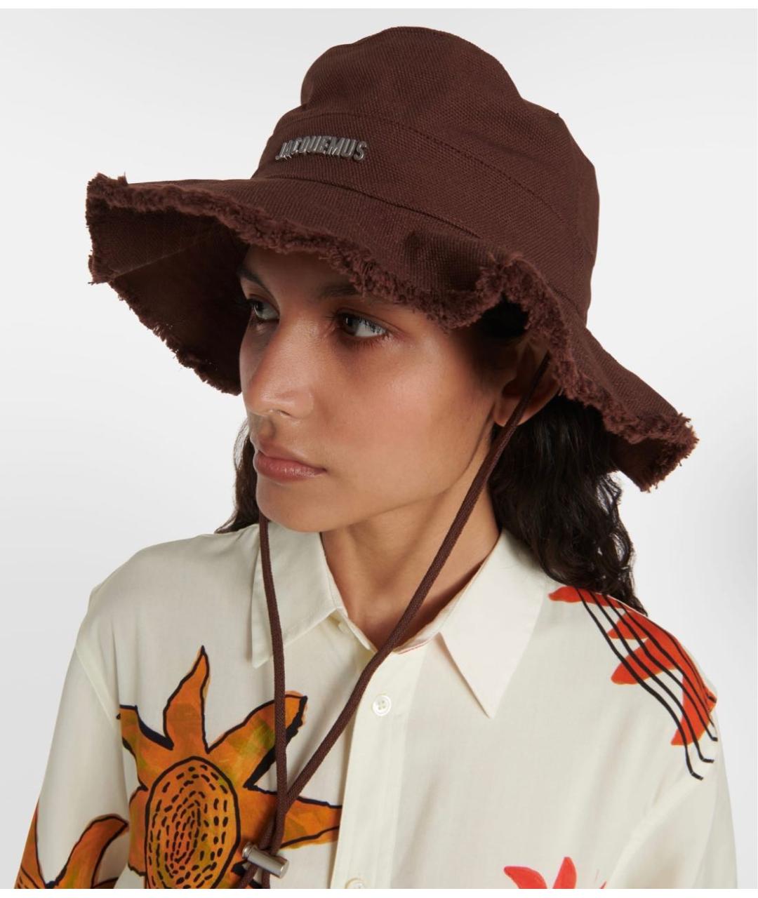JACQUEMUS Коричневая хлопковая панама, фото 5