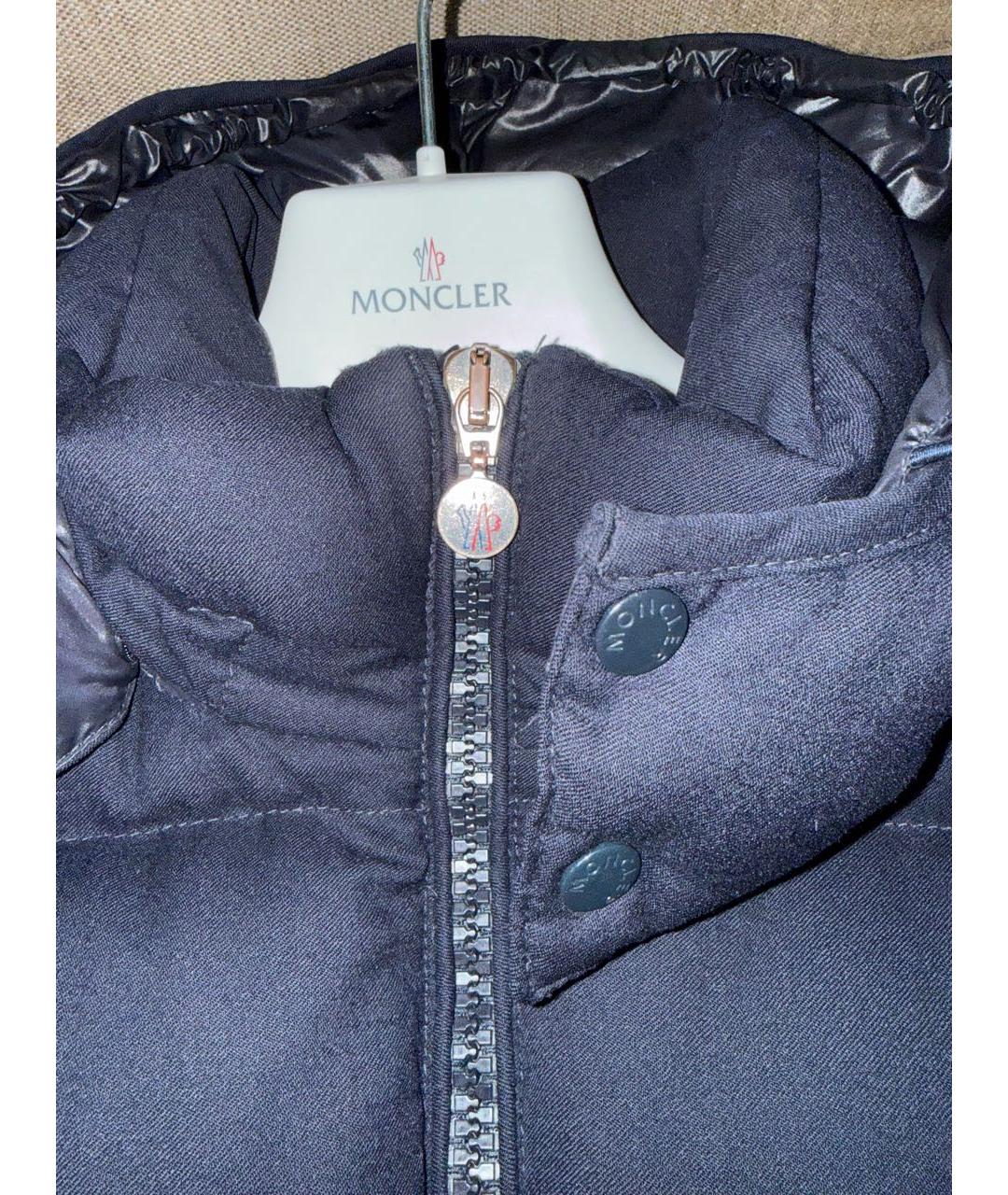 MONCLER Темно-синий шерстяной пуховик, фото 4