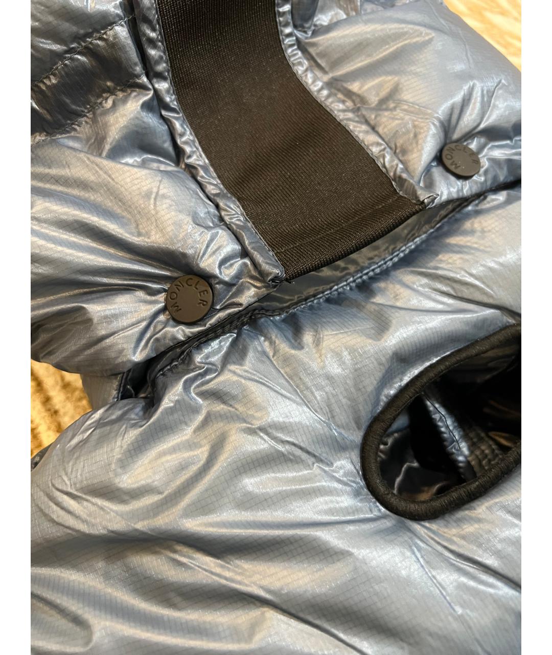 MONCLER Голубая полиэстеровая куртка, фото 4