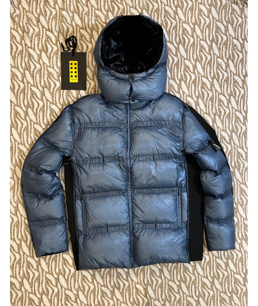 MONCLER Голубая полиэстеровая куртка, фото 10