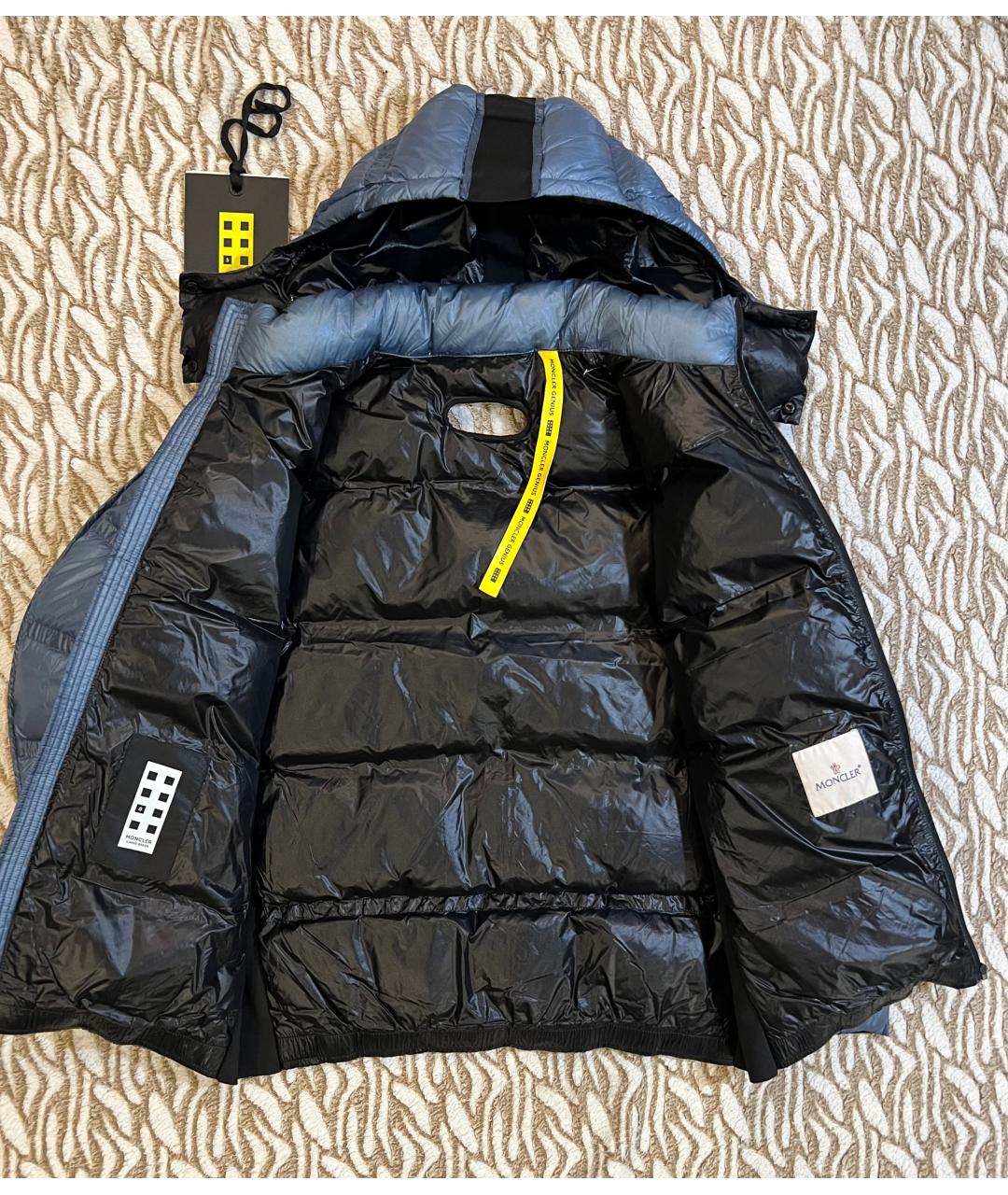 MONCLER Голубая полиэстеровая куртка, фото 3