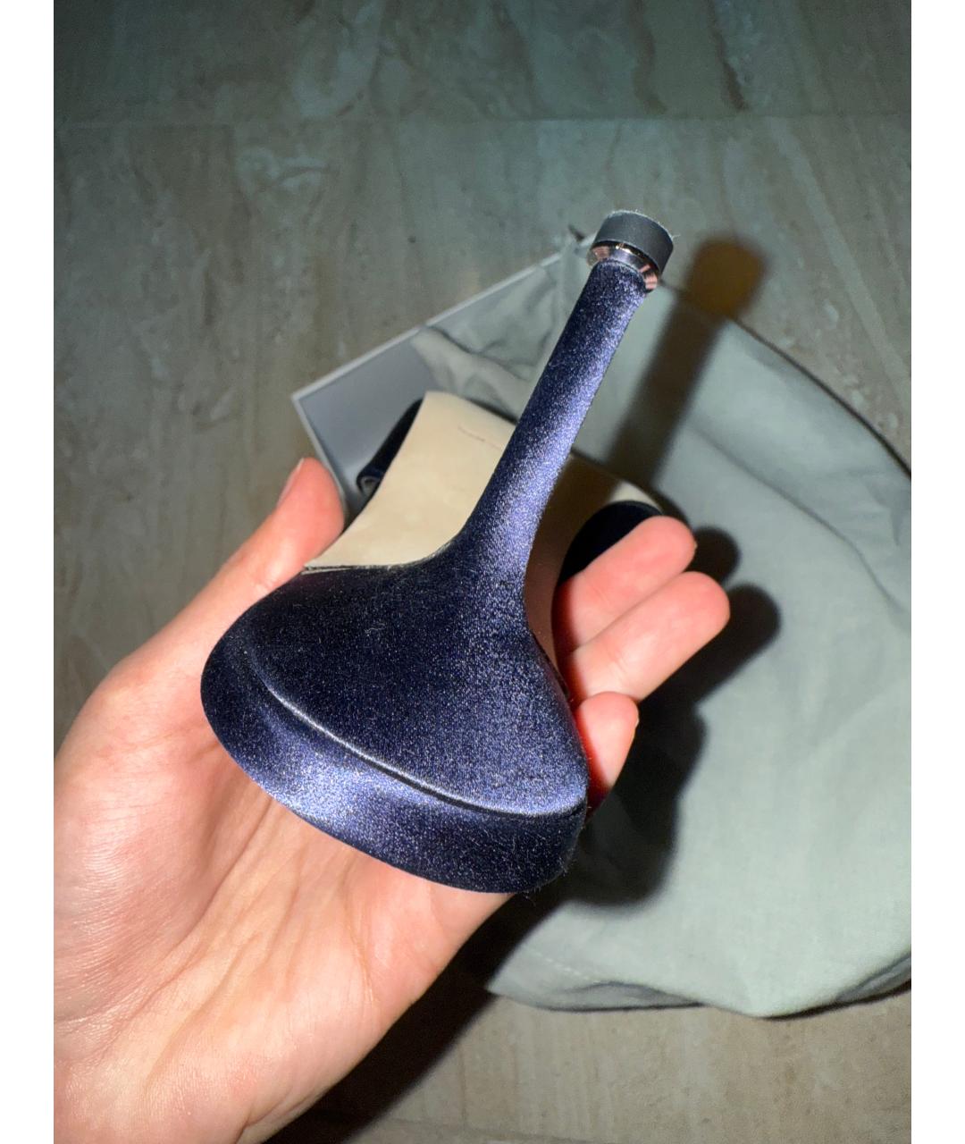 MANOLO BLAHNIK Синие текстильные мюли, фото 2