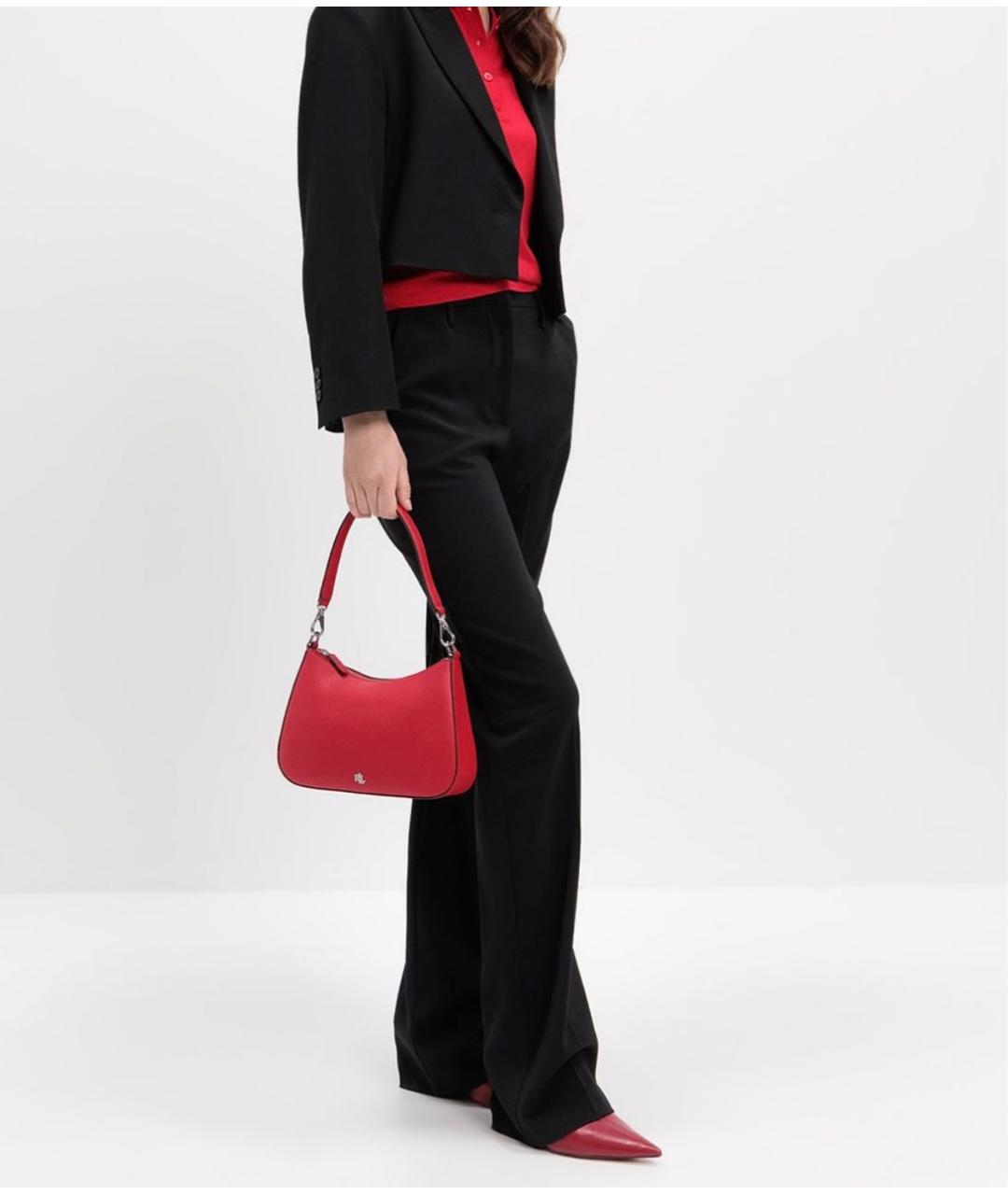 RALPH LAUREN Красная кожаная сумка через плечо, фото 5