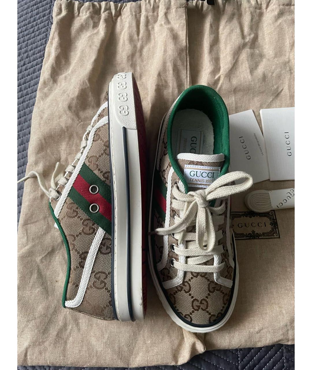 GUCCI Бежевые текстильные кеды, фото 2