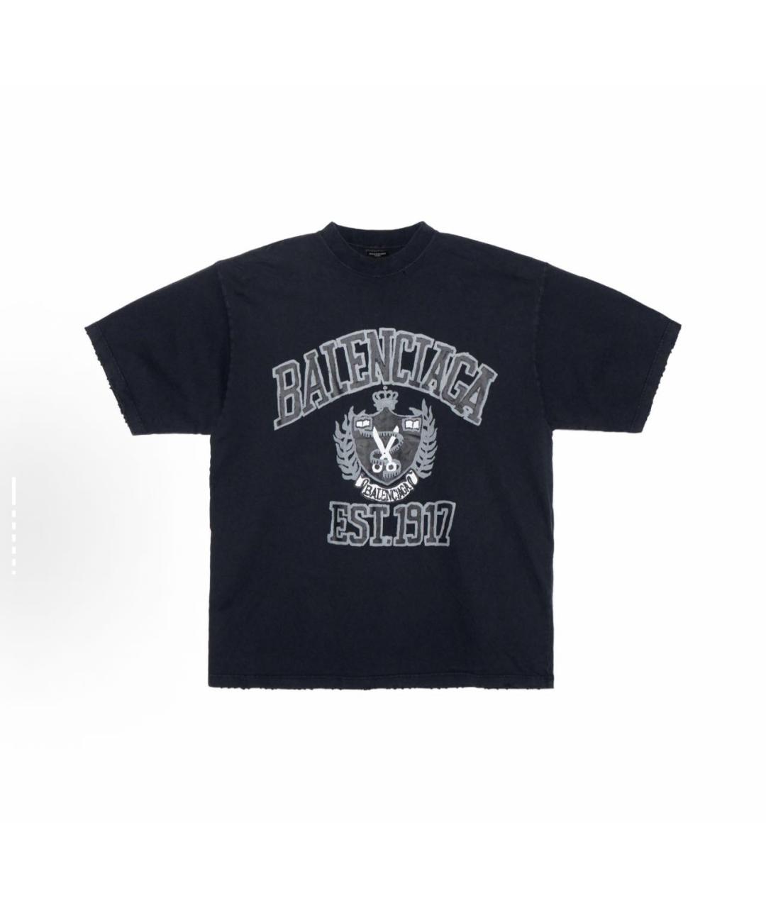 BALENCIAGA Черная хлопковая футболка, фото 8