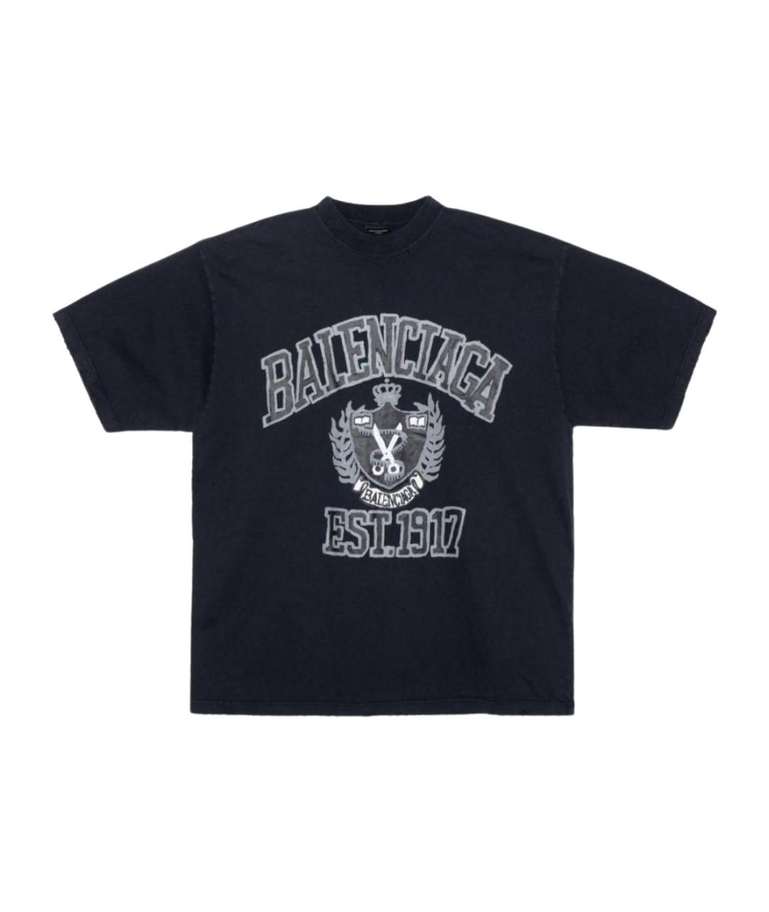 BALENCIAGA Черная хлопковая футболка, фото 1
