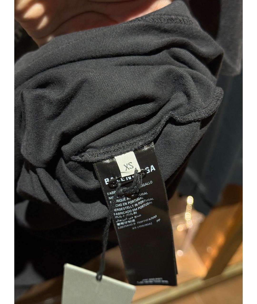 BALENCIAGA Черная хлопковая футболка, фото 6