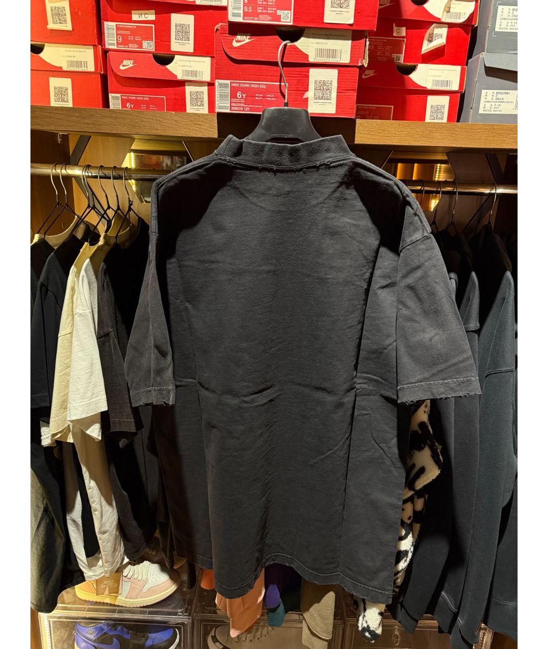 BALENCIAGA Черная хлопковая футболка, фото 4