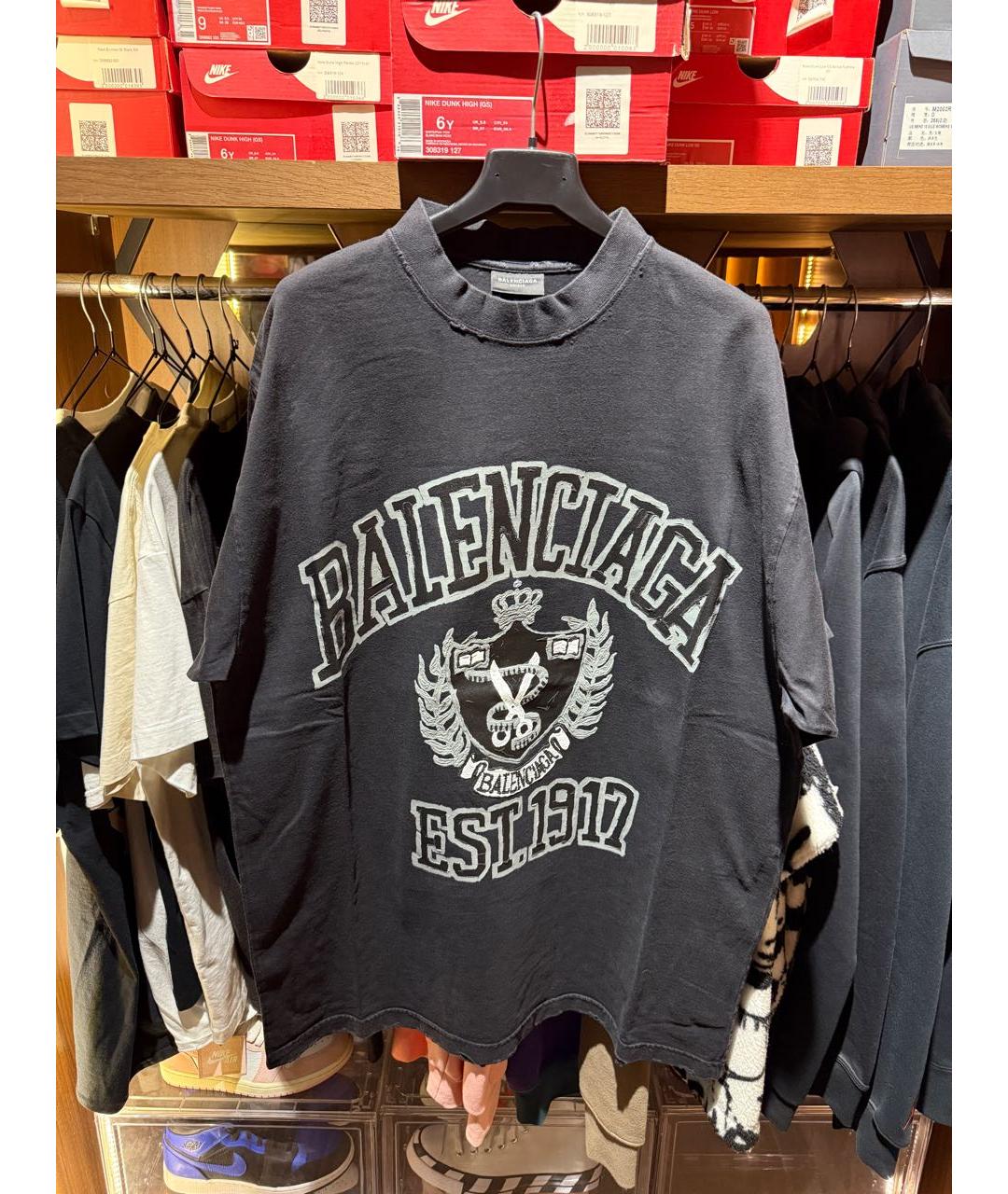 BALENCIAGA Черная хлопковая футболка, фото 2