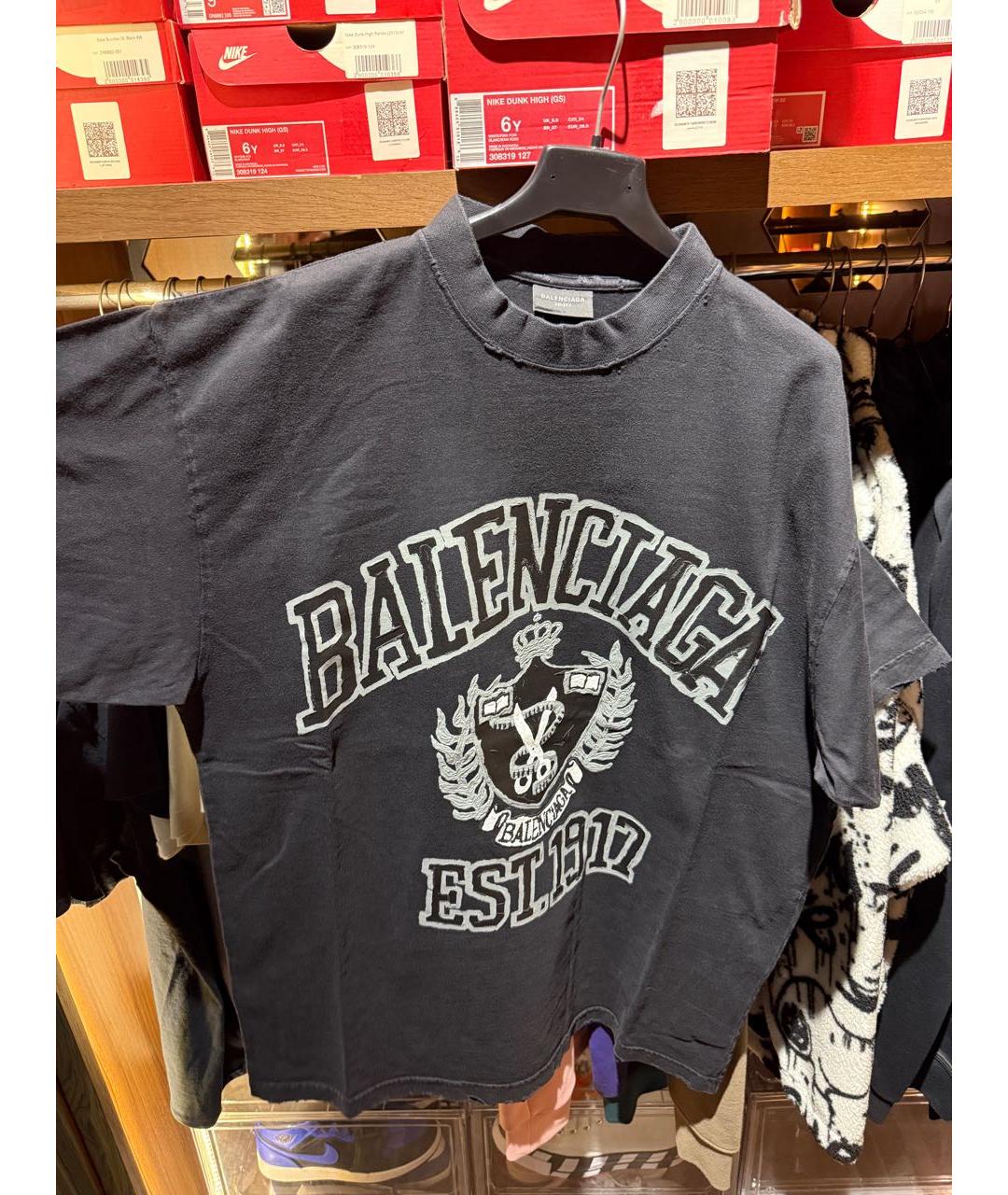 BALENCIAGA Черная хлопковая футболка, фото 3