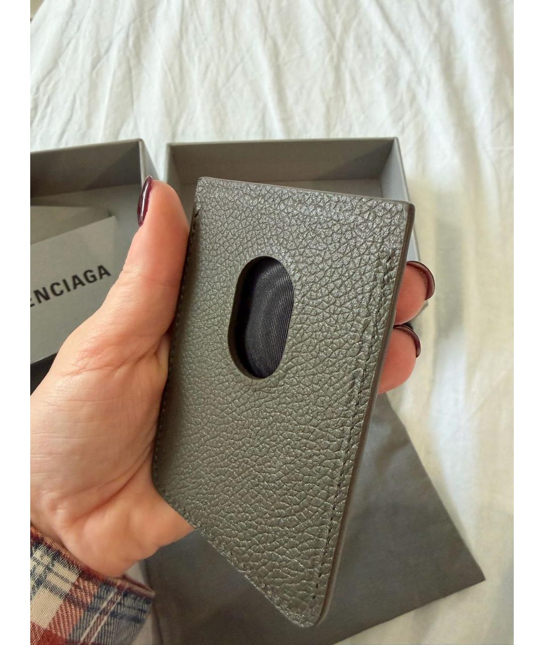 BALENCIAGA Антрацитовый кожаный кардхолдер, фото 3
