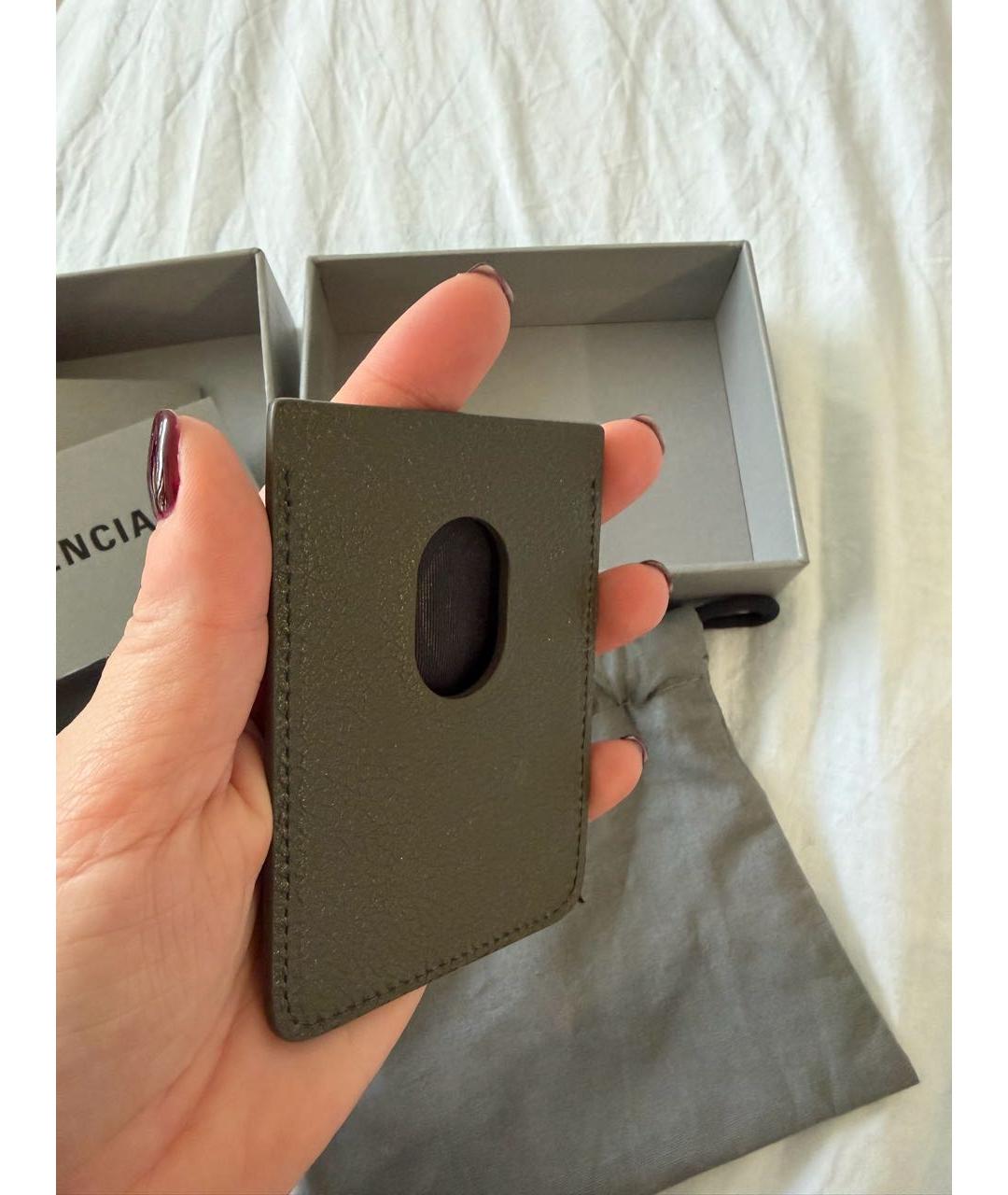 BALENCIAGA Антрацитовый кожаный кардхолдер, фото 2