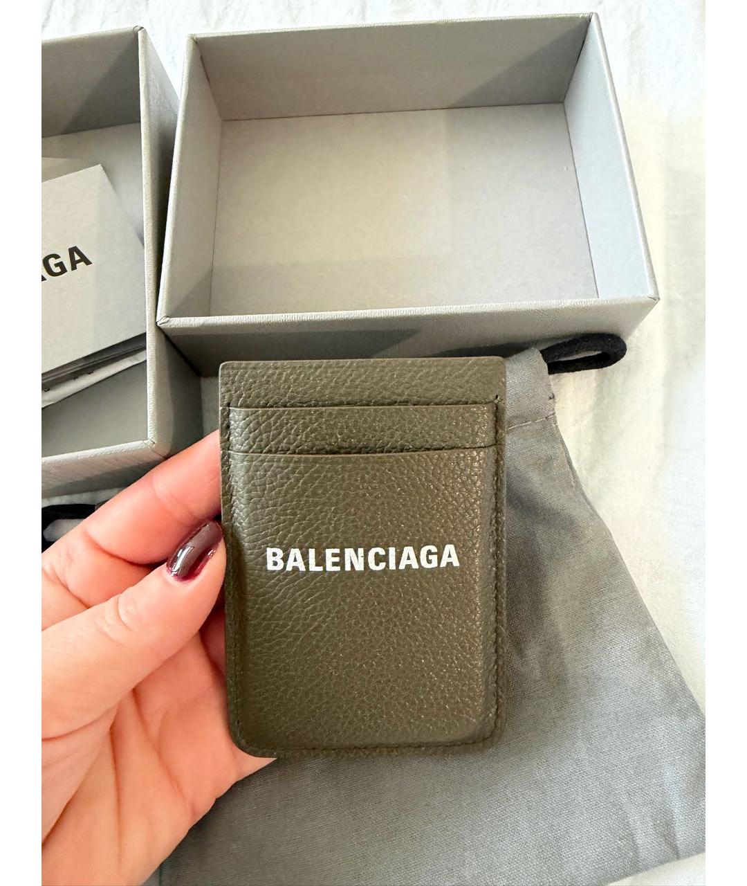 BALENCIAGA Антрацитовый кожаный кардхолдер, фото 4