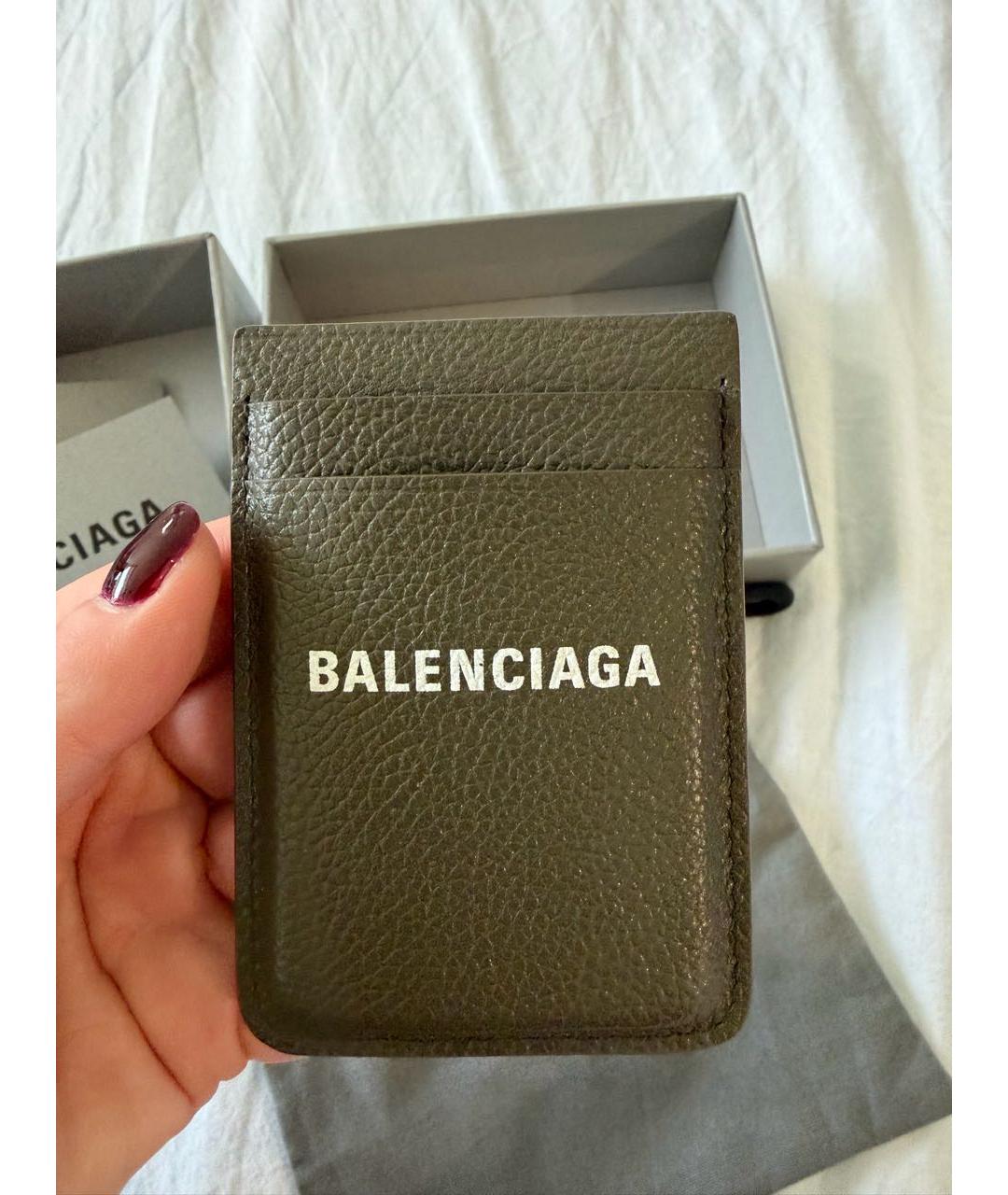 BALENCIAGA Антрацитовый кожаный кардхолдер, фото 6