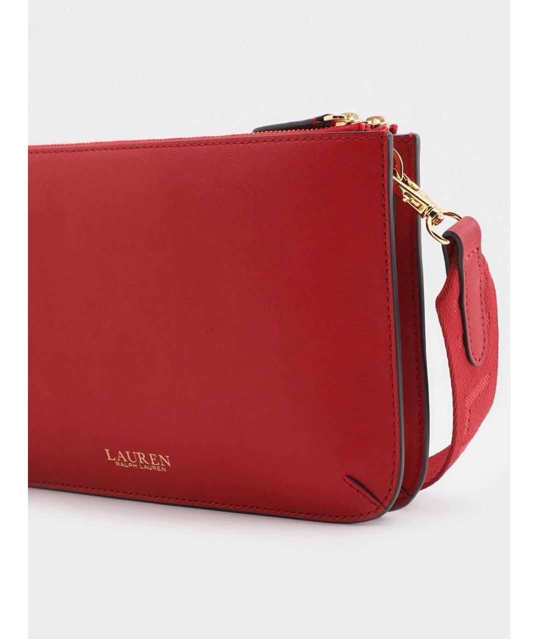 RALPH LAUREN Красная кожаная сумка через плечо, фото 3