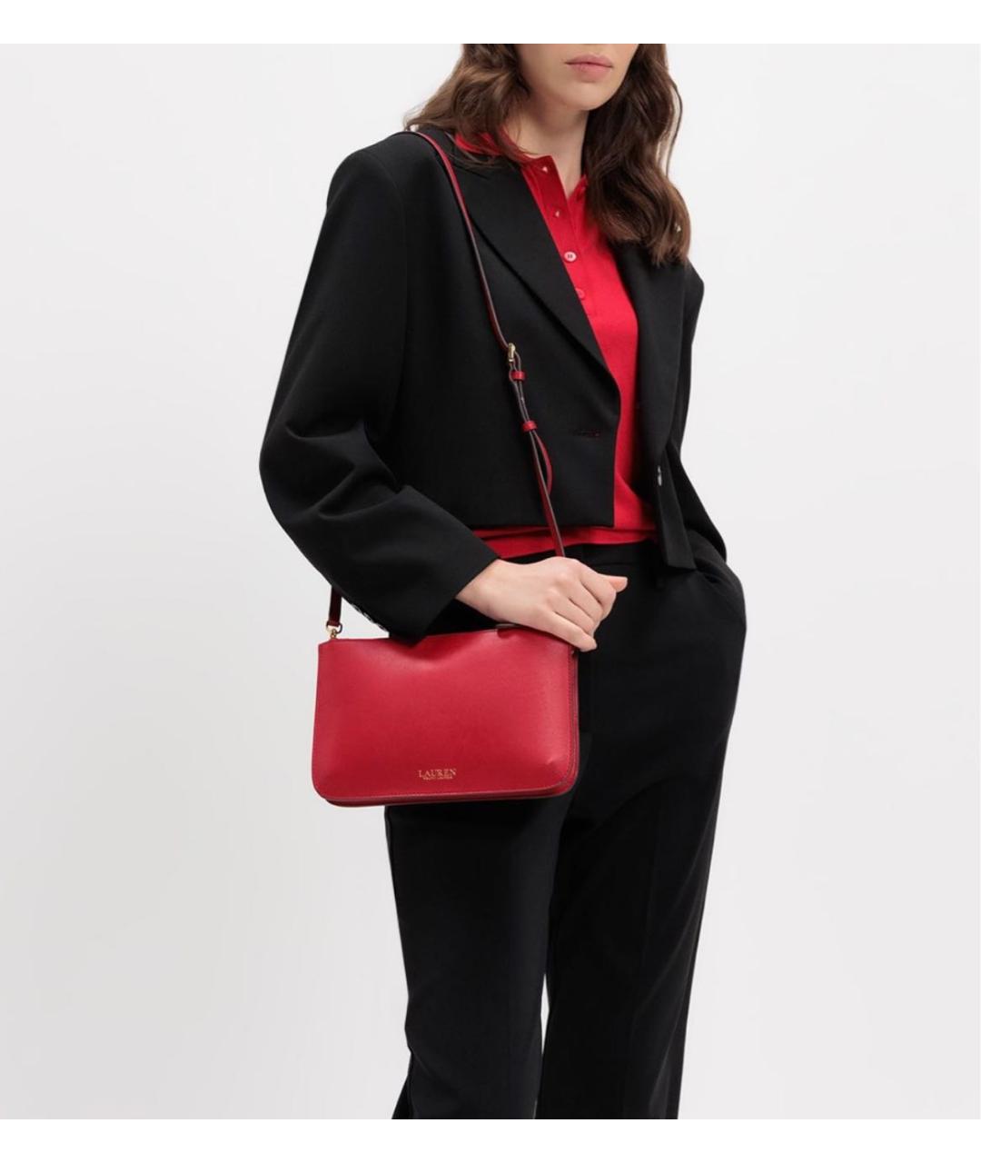 RALPH LAUREN Красная кожаная сумка через плечо, фото 5