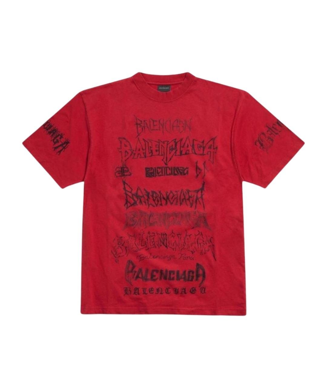 BALENCIAGA Красная хлопковая футболка, фото 1