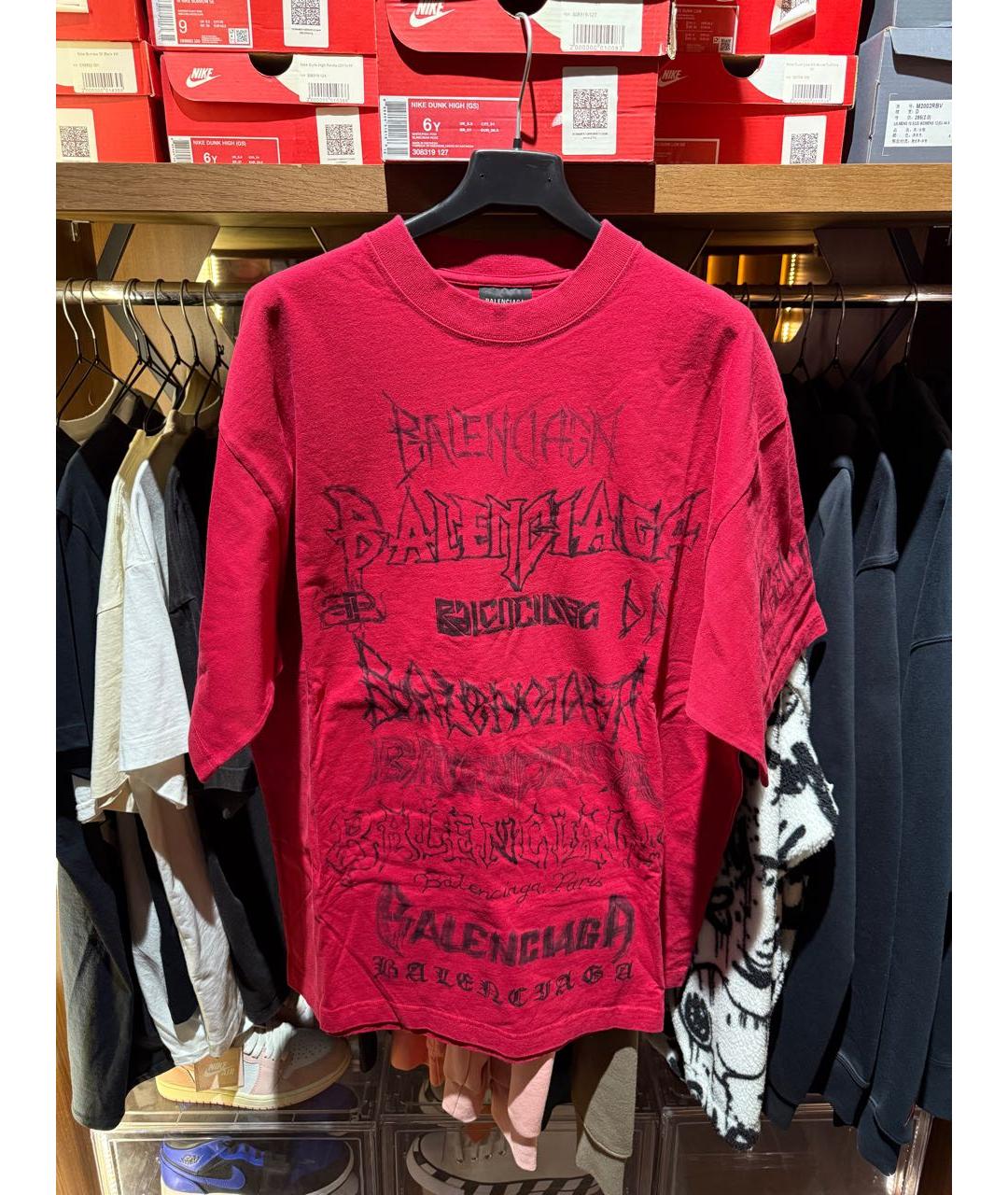 BALENCIAGA Красная хлопковая футболка, фото 2