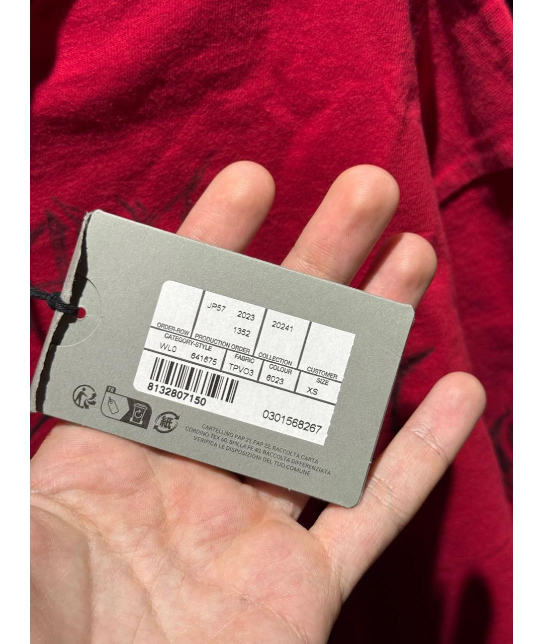 BALENCIAGA Красная хлопковая футболка, фото 5