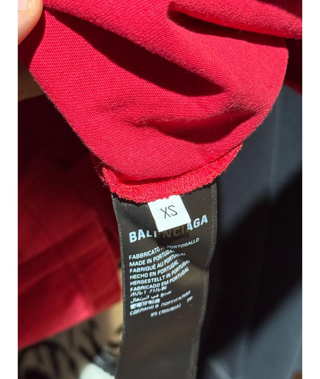 BALENCIAGA Красная хлопковая футболка, фото 4