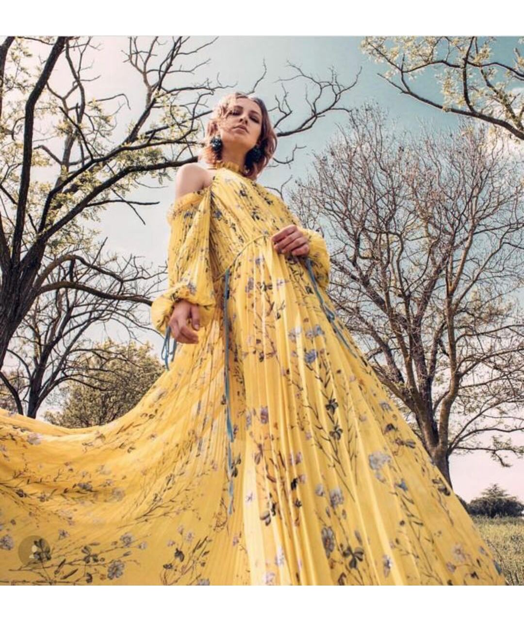 SELF-PORTRAIT Желтое полиэстеровое платье, фото 5