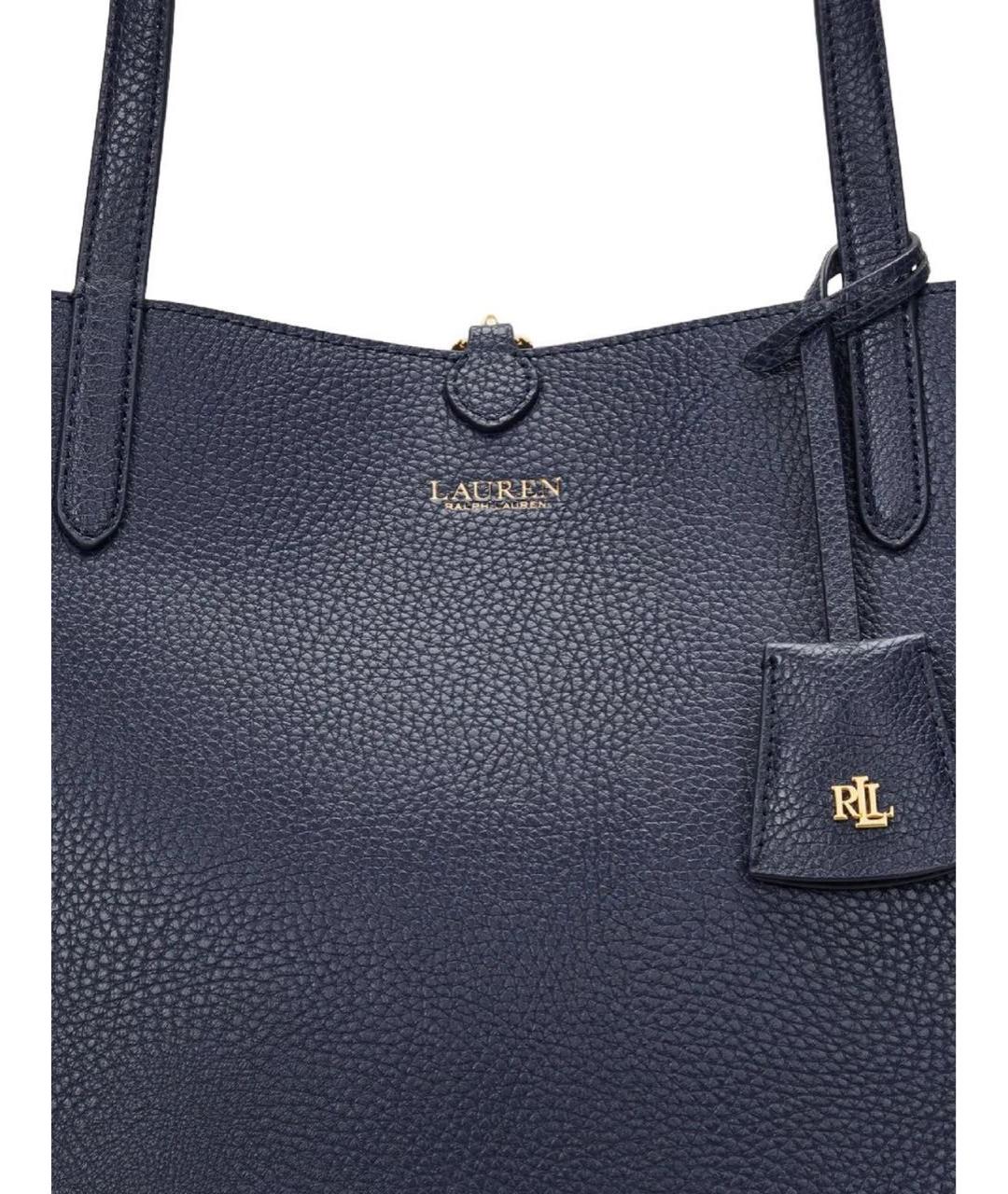 RALPH LAUREN Темно-синяя кожаная сумка тоут, фото 6