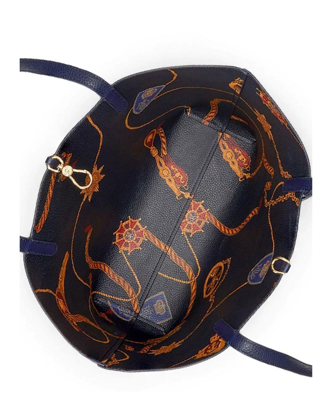 RALPH LAUREN Темно-синяя кожаная сумка тоут, фото 4