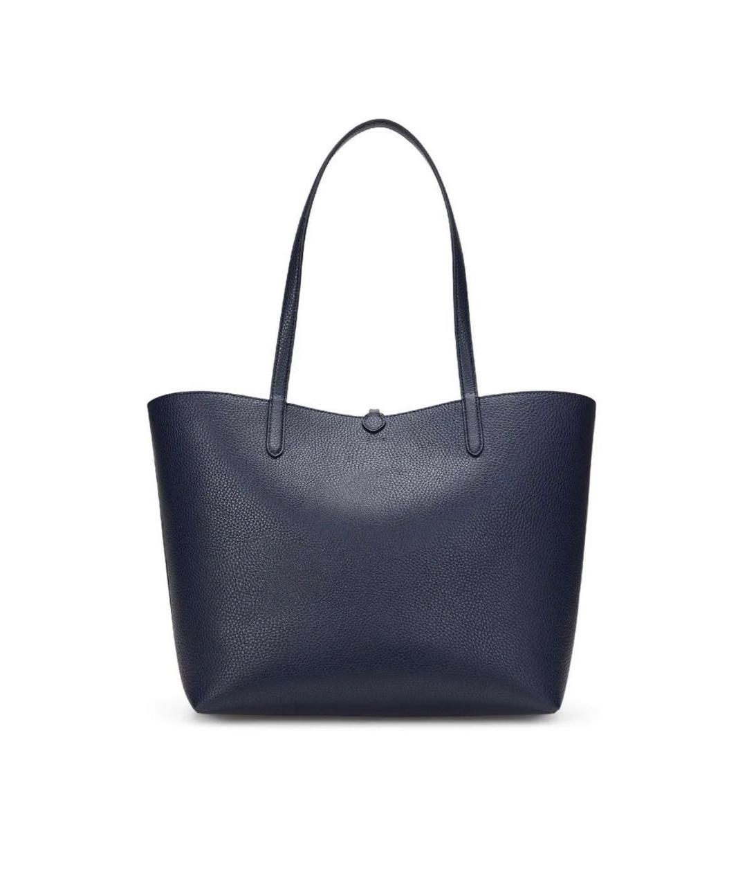 RALPH LAUREN Темно-синяя кожаная сумка тоут, фото 5